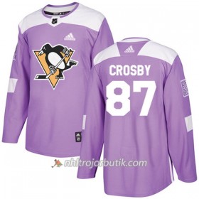 Män Ishockey Pittsburgh Penguins Tröja Sidney Crosby 87 Adidas 2017-2018 Lila Fights Cancer Practice Authentic